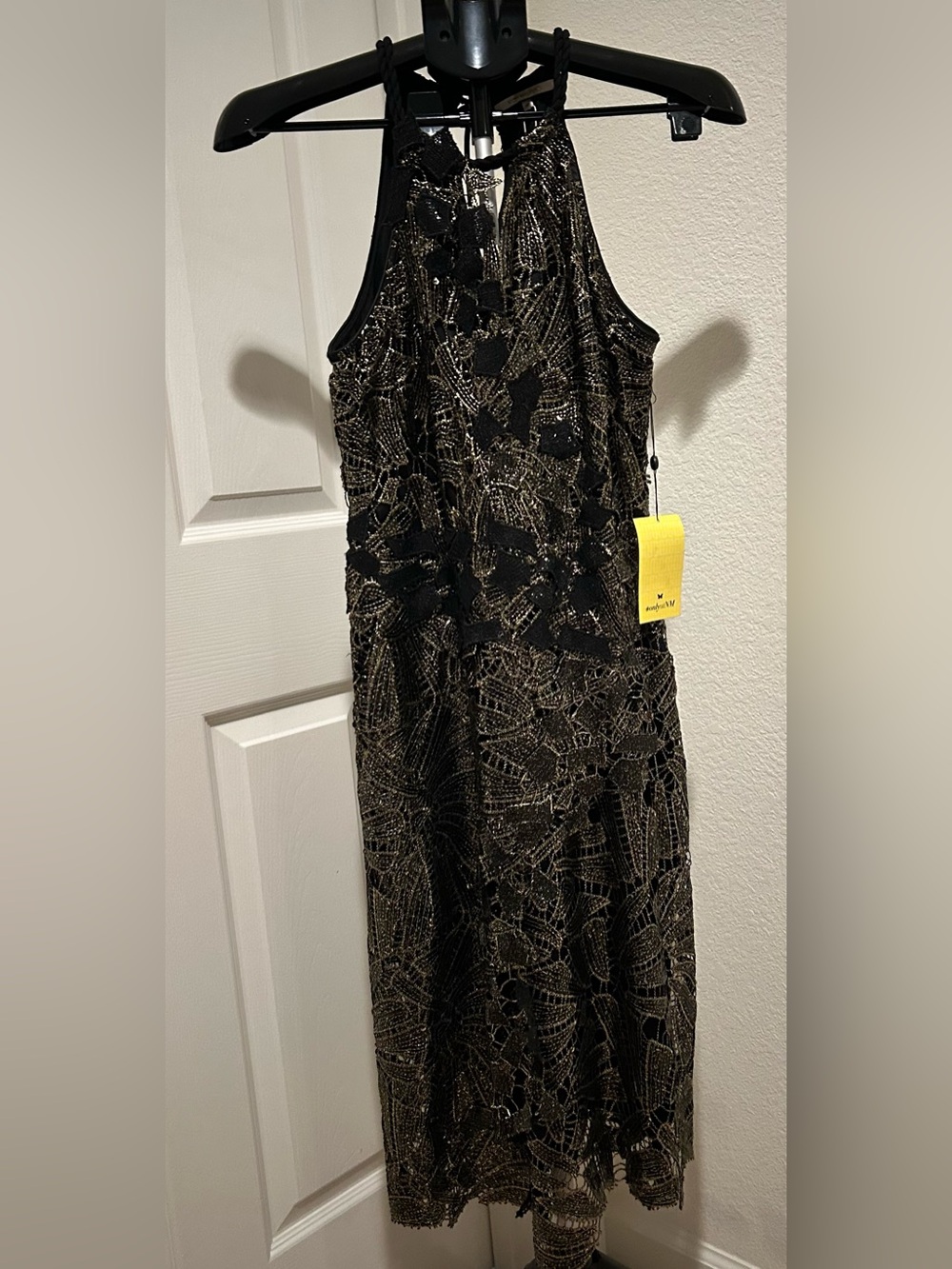 Kobi Halperin Black and Gold Mini Dress